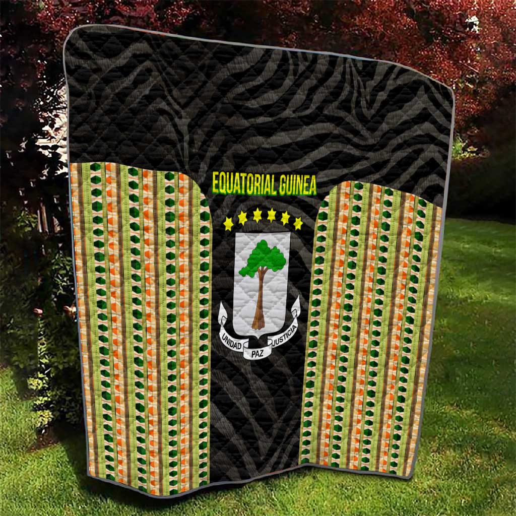 Equatorial Guinea Heritage Quilt - National Emblem and Tribal Zebra Print TS04