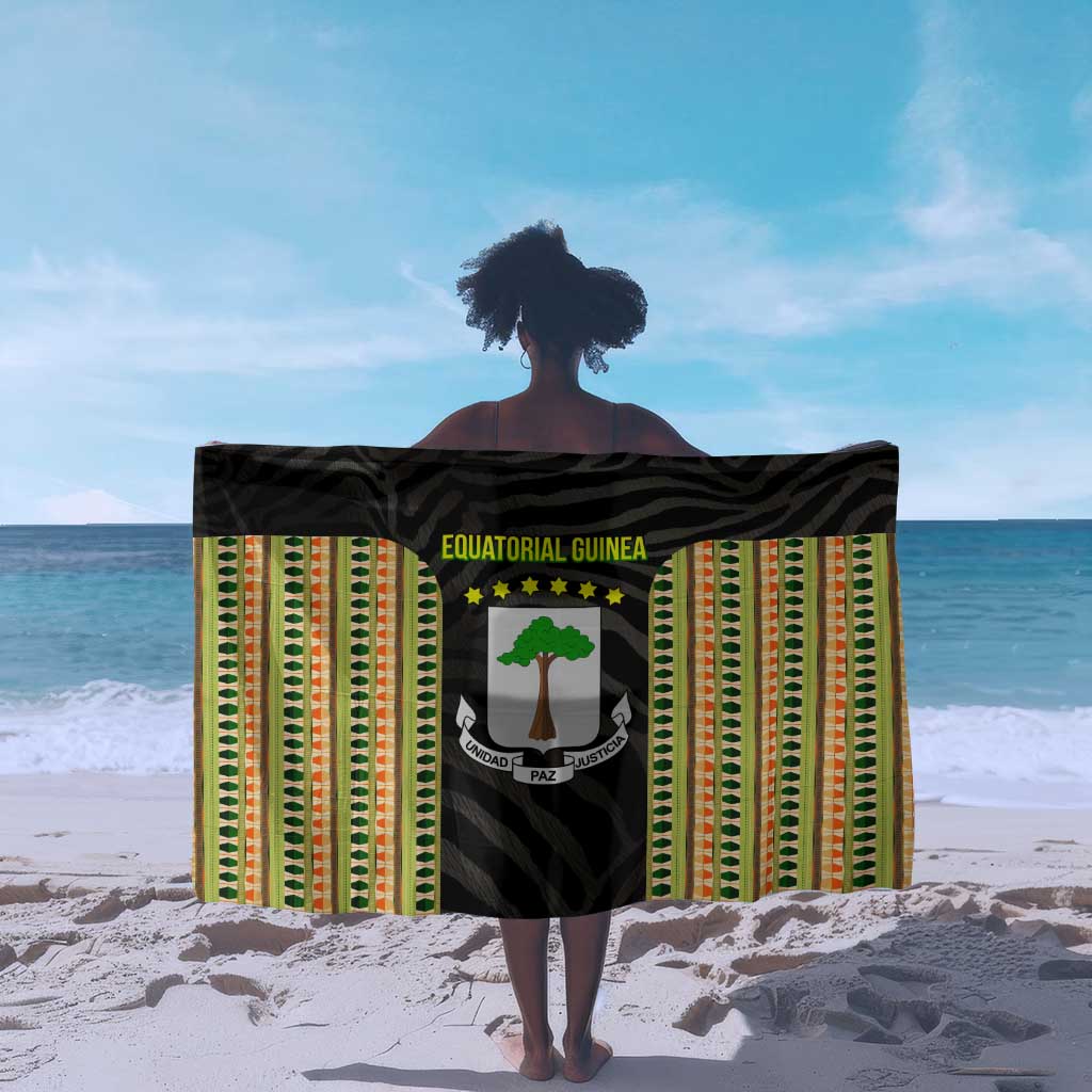 Equatorial Guinea Heritage Sarong - National Emblem and Tribal Zebra Print TS04