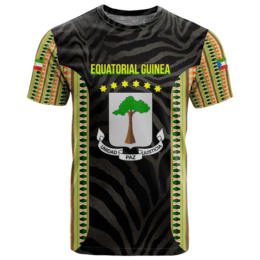 Equatorial Guinea Heritage T shirt - National Emblem and Tribal Zebra Print TS04