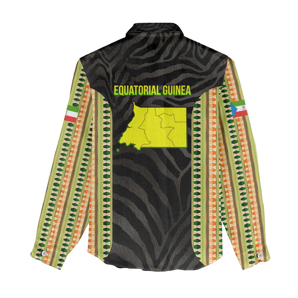 Equatorial Guinea Heritage Women Casual Shirt - National Emblem and Tribal Zebra Print TS04
