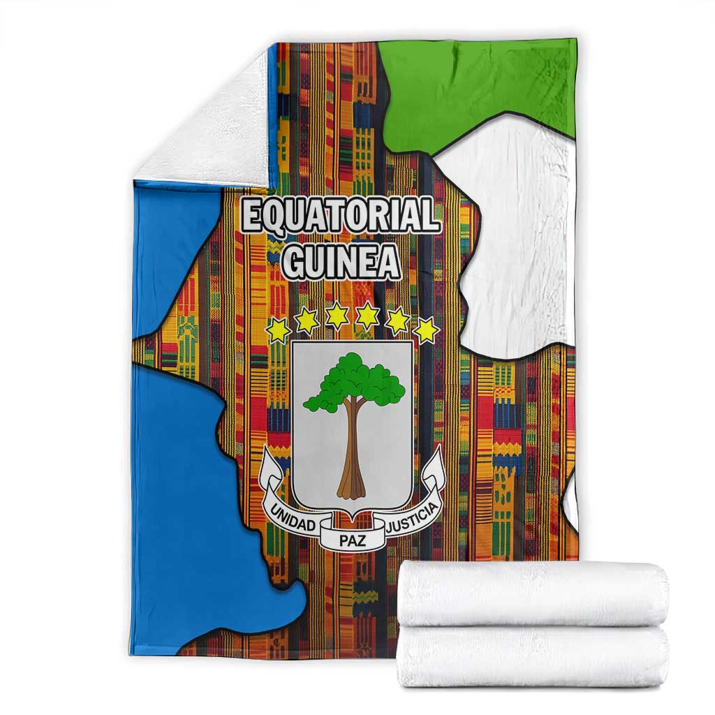 Equatorial Guinea Kente Blanket - Tribal Mask and National Coat of Arms TS04