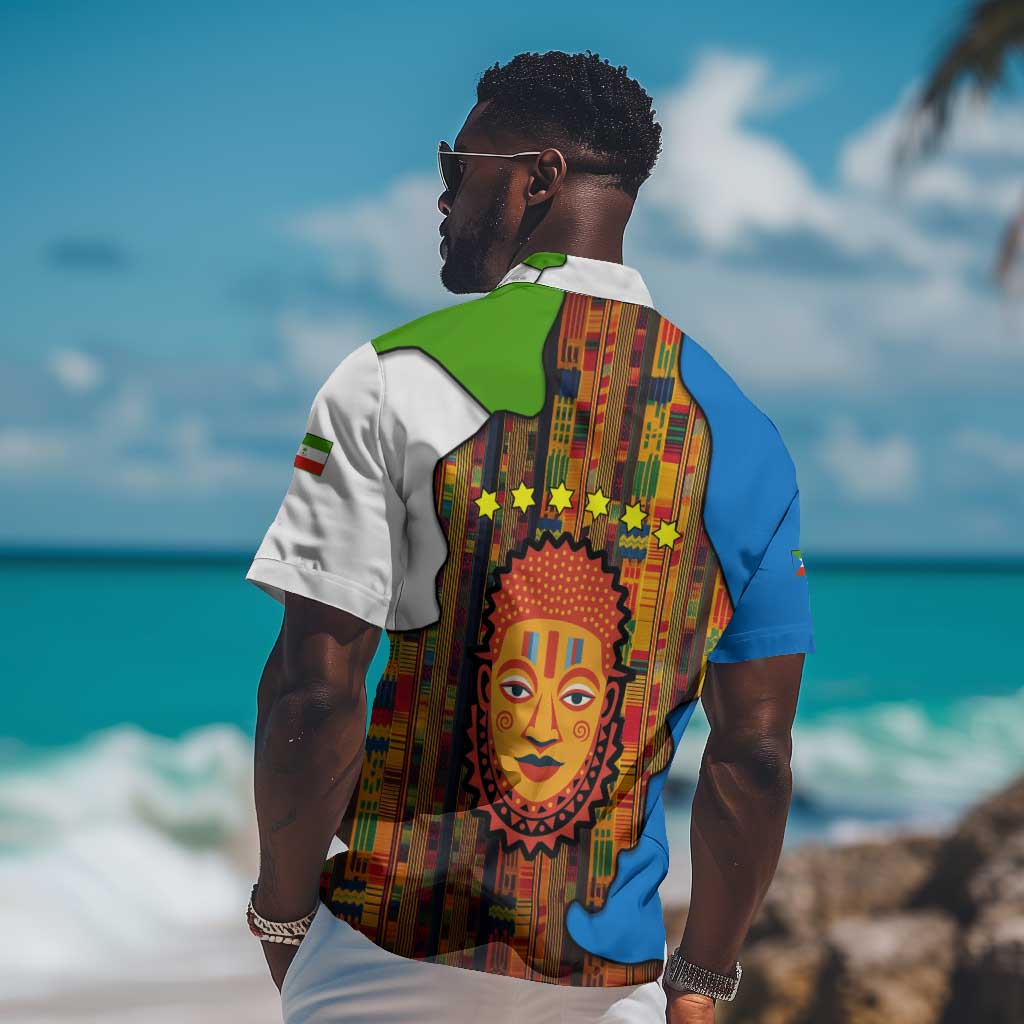 Equatorial Guinea Kente Hawaiian Shirt - Tribal Mask and National Coat of Arms TS04