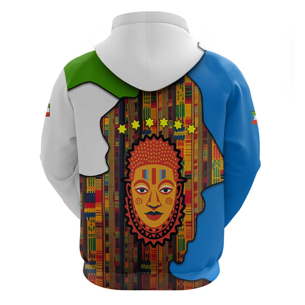 Equatorial Guinea Kente Hoodie with Tribal Mask and National Coat of Arms TS04