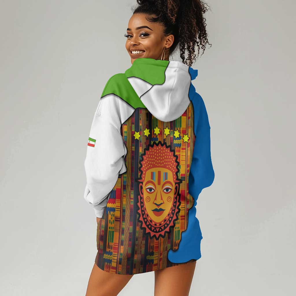 Equatorial Guinea Kente Hoodie Dress - Tribal Mask and National Coat of Arms TS04