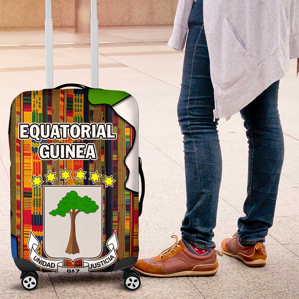 Equatorial Guinea Kente Luggage Cover with Tribal Mask and National Coat of Arms TS04