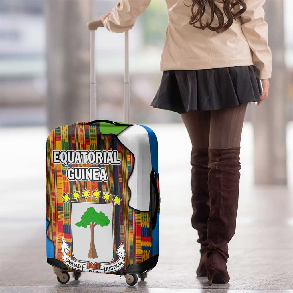 Equatorial Guinea Kente Luggage Cover with Tribal Mask and National Coat of Arms TS04