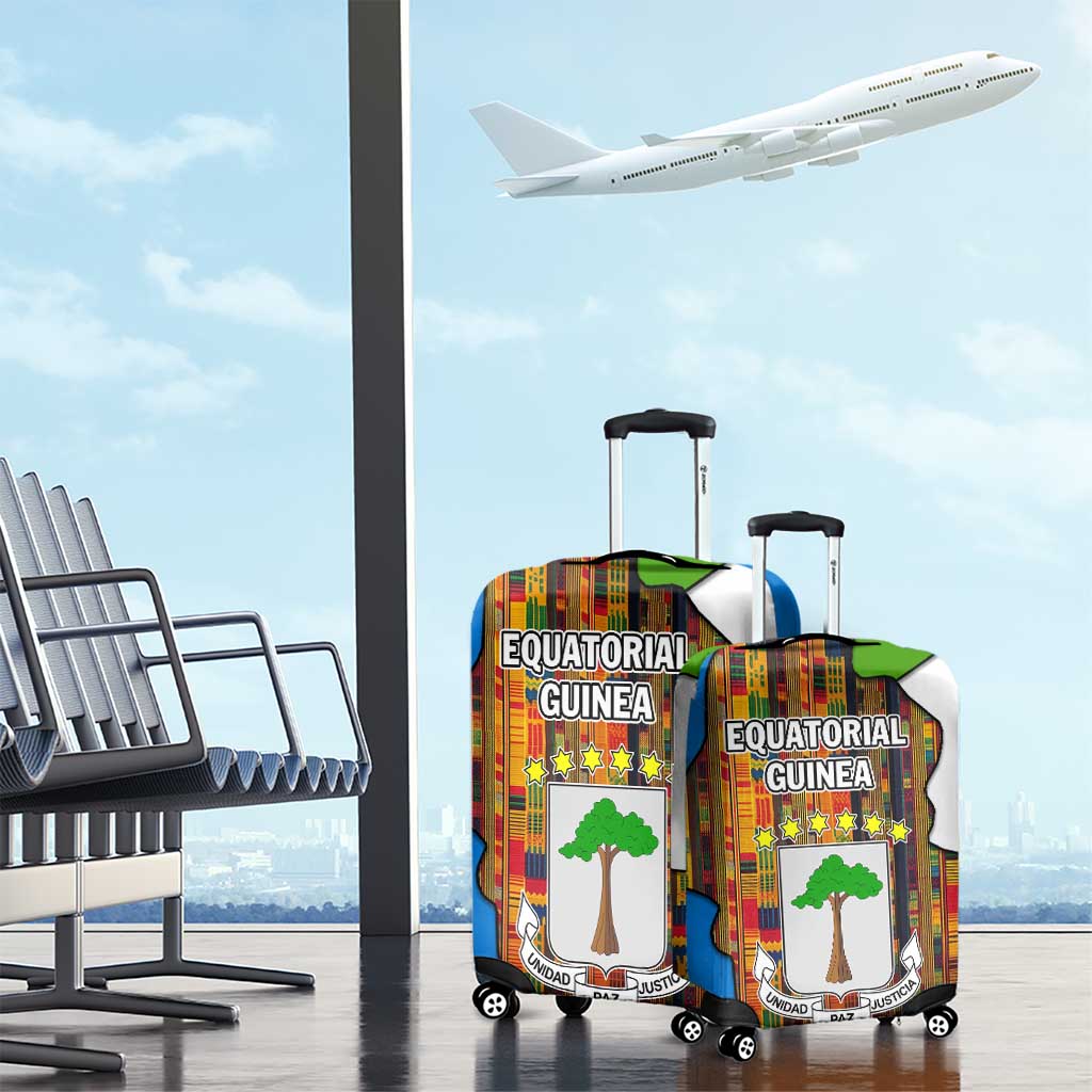 Equatorial Guinea Kente Luggage Cover with Tribal Mask and National Coat of Arms TS04