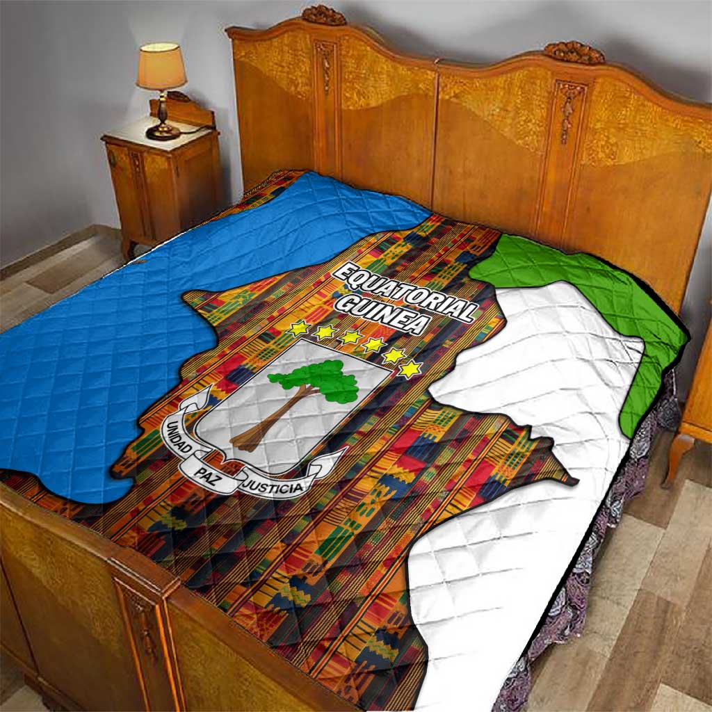 Equatorial Guinea Kente Quilt - Tribal Mask and National Coat of Arms TS04
