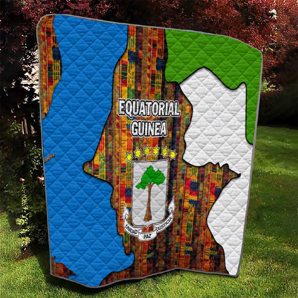 Equatorial Guinea Kente Quilt - Tribal Mask and National Coat of Arms TS04