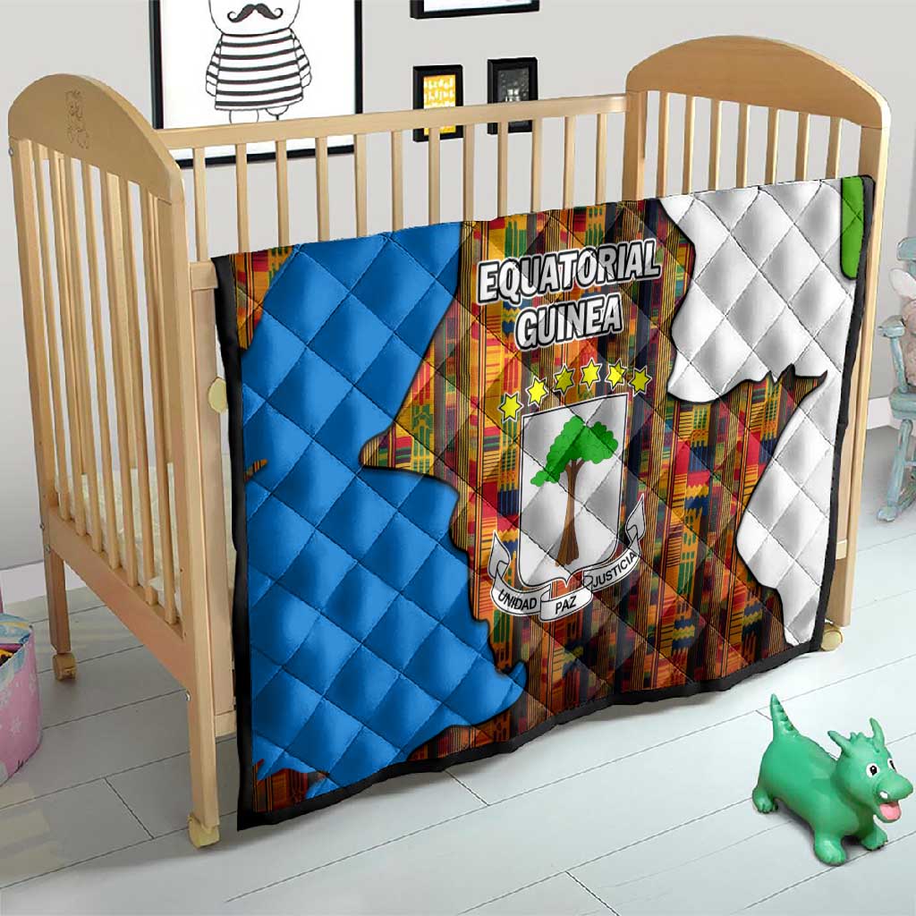 Equatorial Guinea Kente Quilt - Tribal Mask and National Coat of Arms TS04