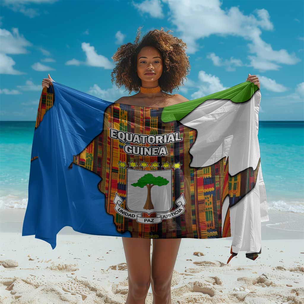 Equatorial Guinea Kente Sarong - Tribal Mask and National Coat of Arms TS04