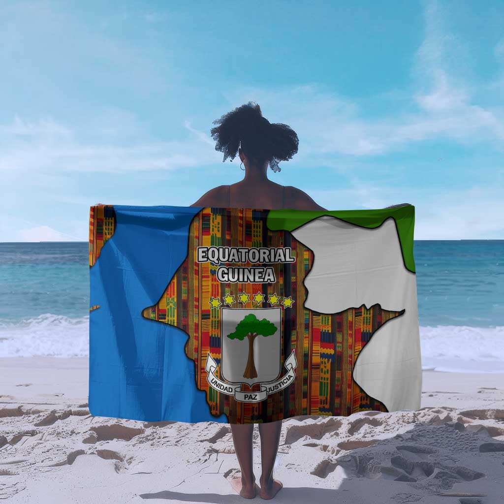 Equatorial Guinea Kente Sarong - Tribal Mask and National Coat of Arms TS04