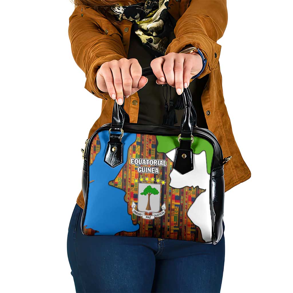 Equatorial Guinea Kente Shoulder Handbag with Tribal Mask and National Coat of Arms TS04