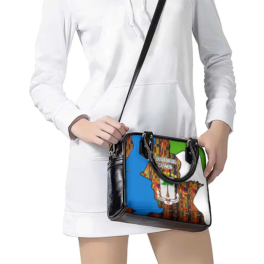Equatorial Guinea Kente Shoulder Handbag with Tribal Mask and National Coat of Arms TS04