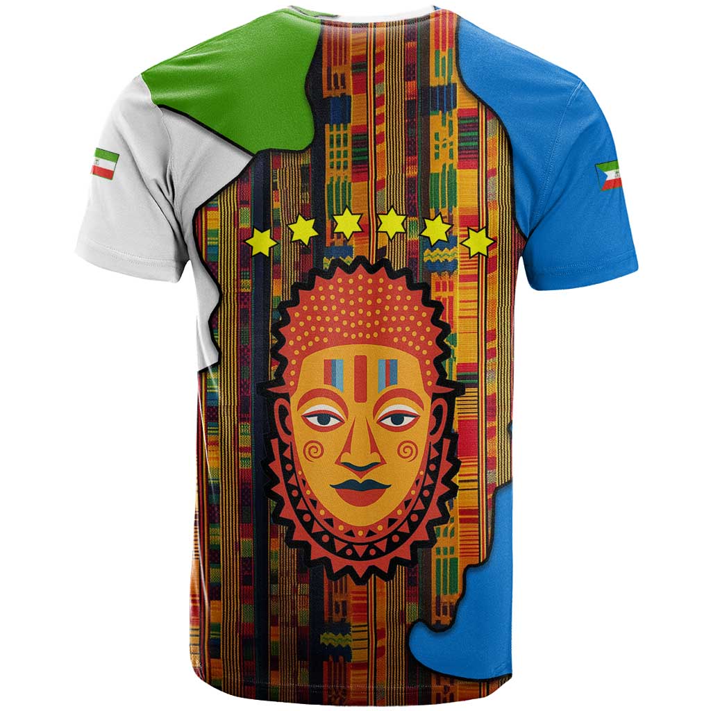 Equatorial Guinea Kente T shirt - Tribal Mask and National Coat of Arms TS04