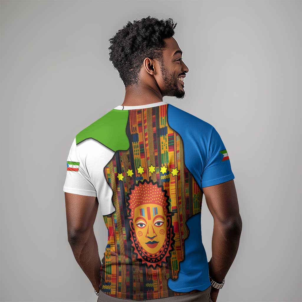 Equatorial Guinea Kente T shirt - Tribal Mask and National Coat of Arms TS04