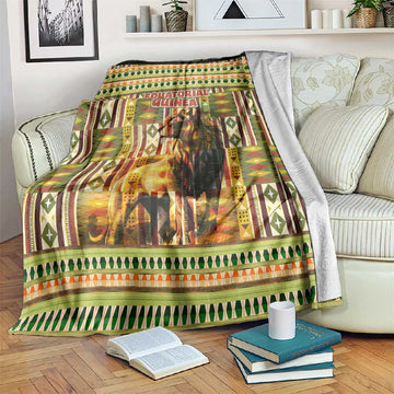 Equatorial Guinea Blanket - Lion Print and Traditional African Kente Patterns TS04