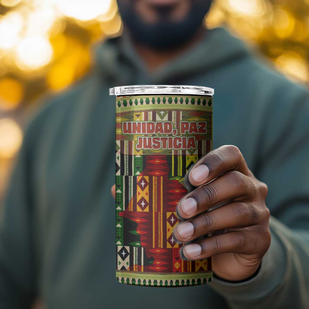 Equatorial Guinea 4 in 1 Can Cooler Tumbler - Lion Print and Traditional African Kente Patterns TS04