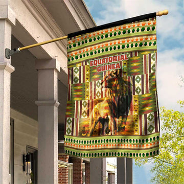 Equatorial Guinea Garden Flag - Lion Print and Traditional African Kente Patterns TS04
