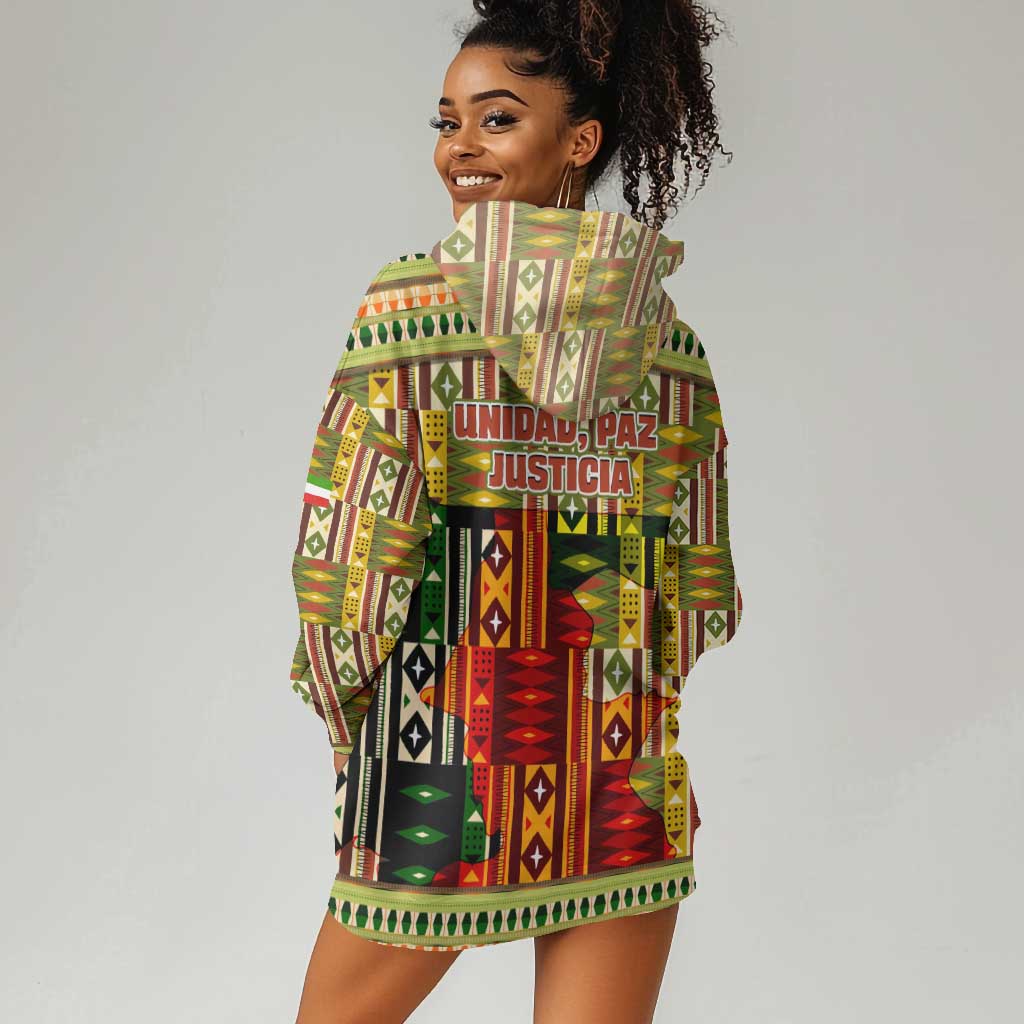 Equatorial Guinea Hoodie Dress - Lion Print and Traditional African Kente Patterns TS04