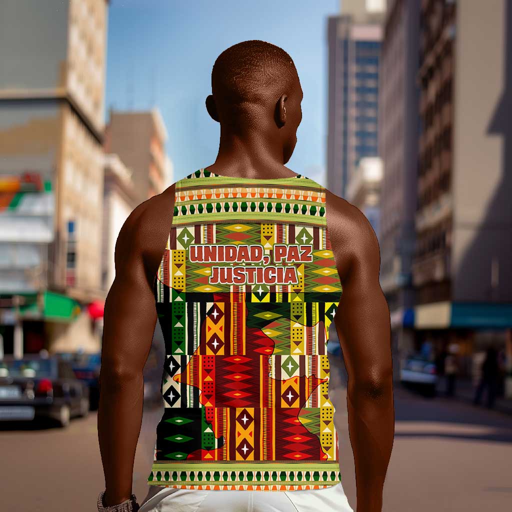Equatorial Guinea Men Tank Top - Lion Print and Traditional African Kente Patterns TS04