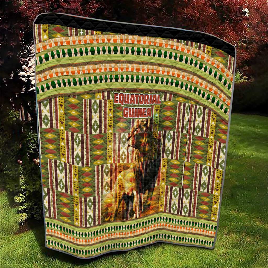 Equatorial Guinea Quilt - Lion Print and Traditional African Kente Patterns TS04