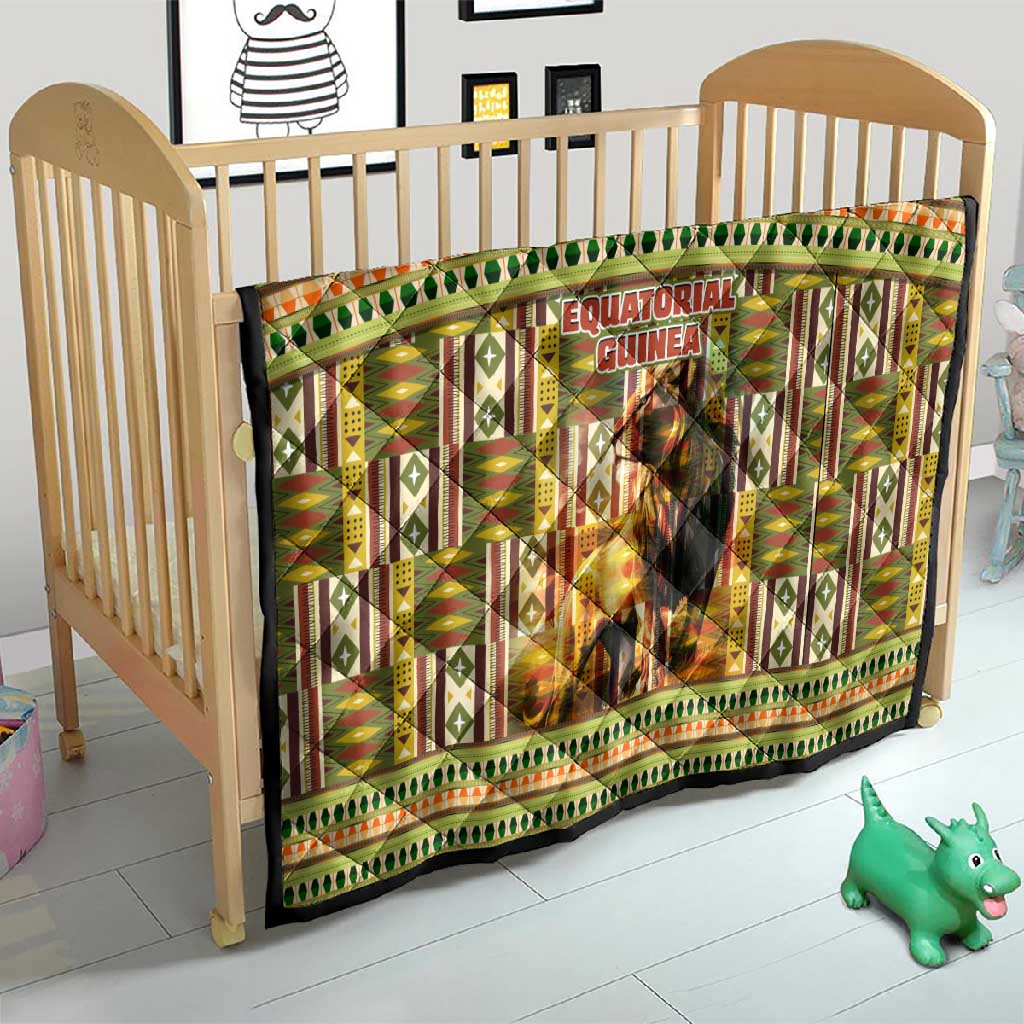 Equatorial Guinea Quilt - Lion Print and Traditional African Kente Patterns TS04