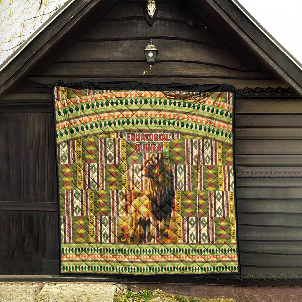 Equatorial Guinea Quilt - Lion Print and Traditional African Kente Patterns TS04
