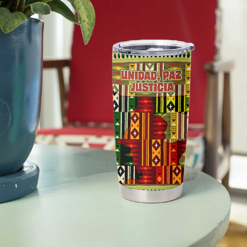 Equatorial Guinea Tumbler Cup - Lion Print and Traditional African Kente Patterns TS04