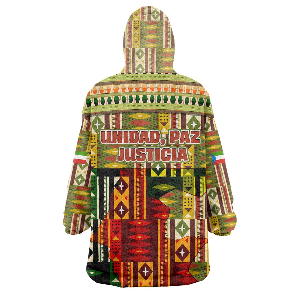 Equatorial Guinea Wearable Blanket Hoodie - Lion Print and Traditional African Kente Patterns TS04