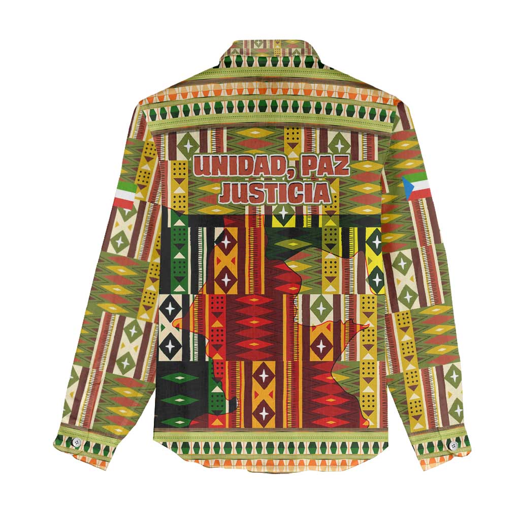Equatorial Guinea Women Casual Shirt - Lion Print and Traditional African Kente Patterns TS04
