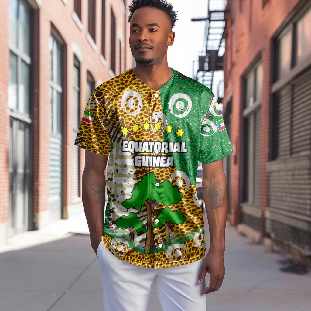 Equatorial Guinea Baobab Tree Baseball Jersey - Tribal Patterns and Heritage Quote TS04