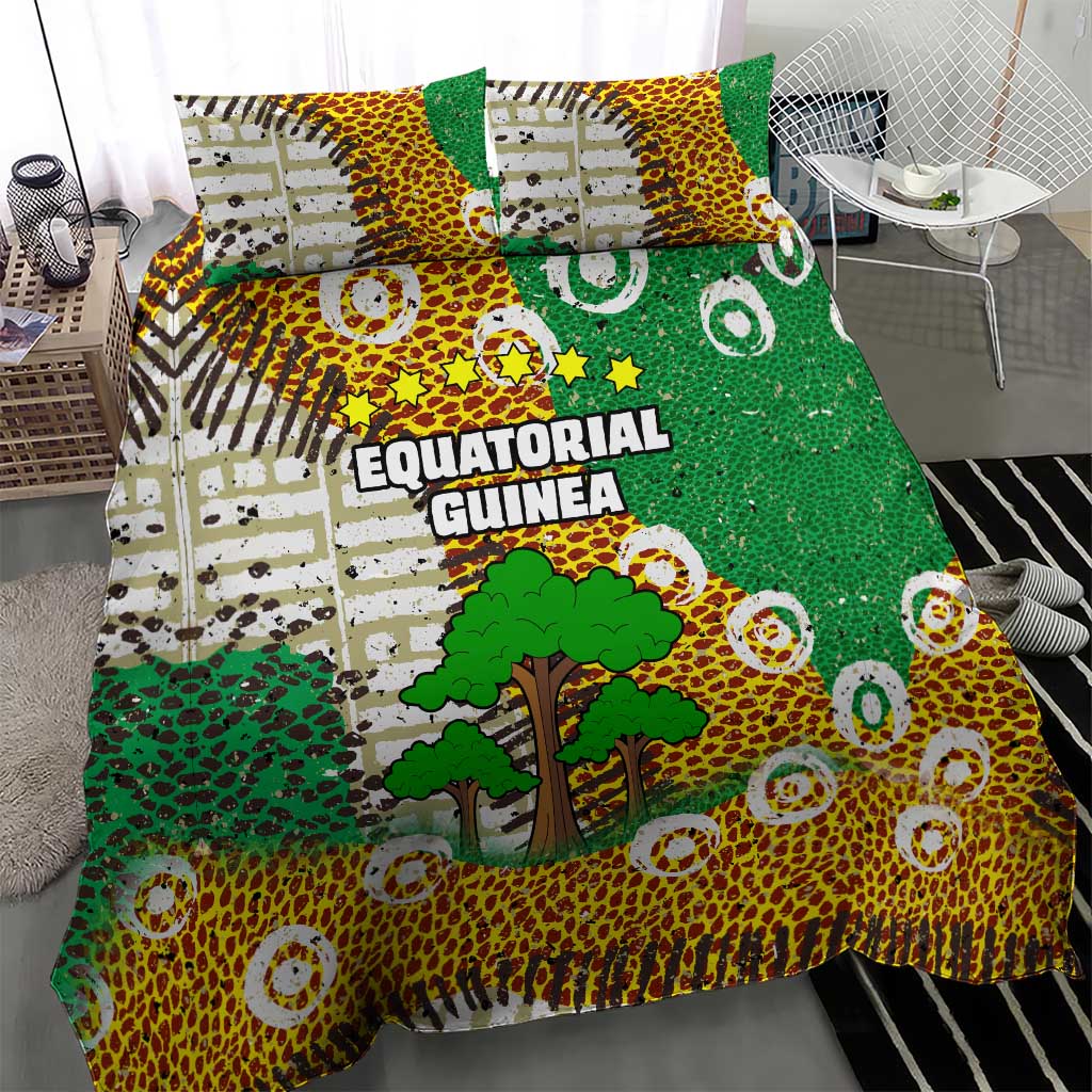 Equatorial Guinea Baobab Tree Bedding Set - Tribal Patterns and Heritage Quote TS04