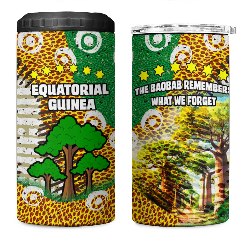 Equatorial Guinea Baobab Tree 4 in 1 Can Cooler Tumbler - Tribal Patterns and Heritage Quote TS04