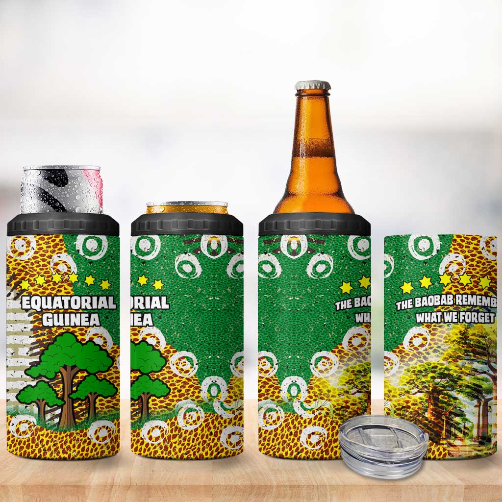 Equatorial Guinea Baobab Tree 4 in 1 Can Cooler Tumbler - Tribal Patterns and Heritage Quote TS04