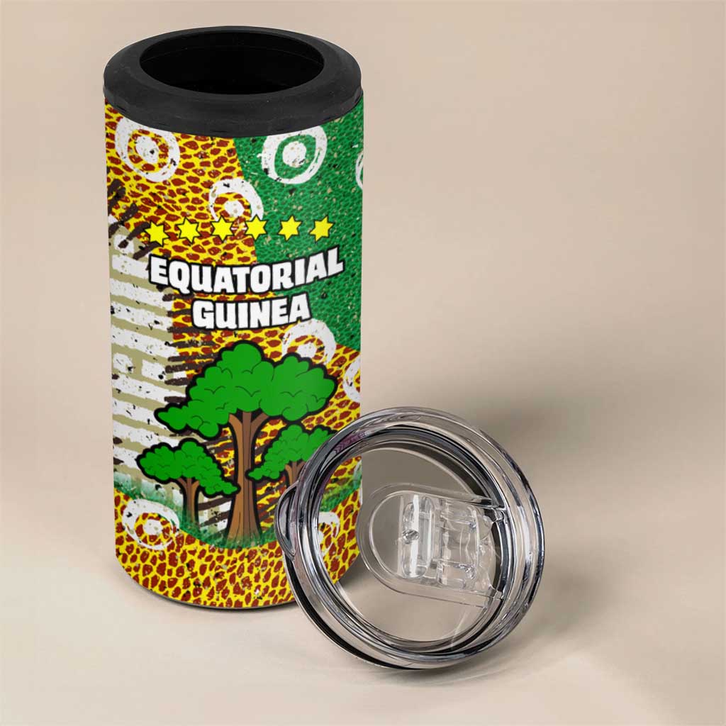 Equatorial Guinea Baobab Tree 4 in 1 Can Cooler Tumbler - Tribal Patterns and Heritage Quote TS04