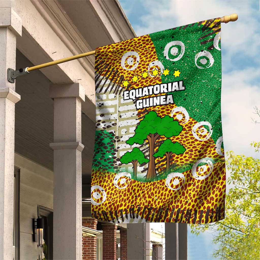 Equatorial Guinea Baobab Tree Garden Flag - Tribal Patterns and Heritage Quote TS04