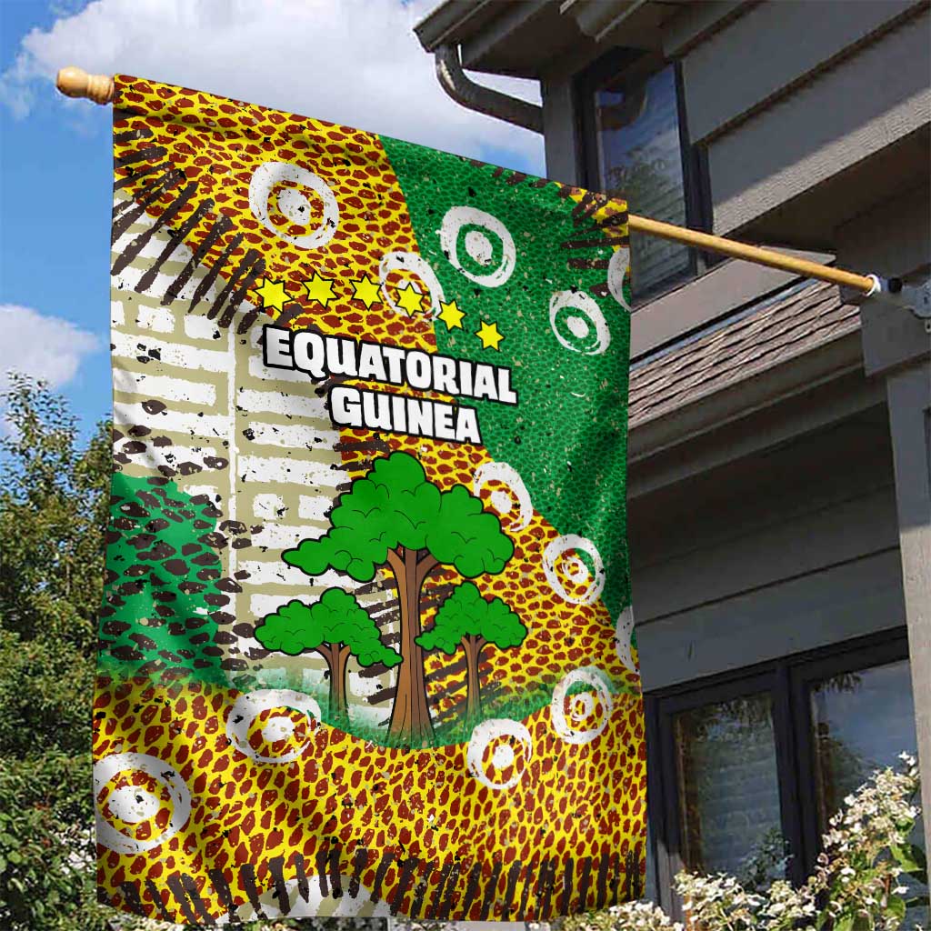 Equatorial Guinea Baobab Tree Garden Flag - Tribal Patterns and Heritage Quote TS04
