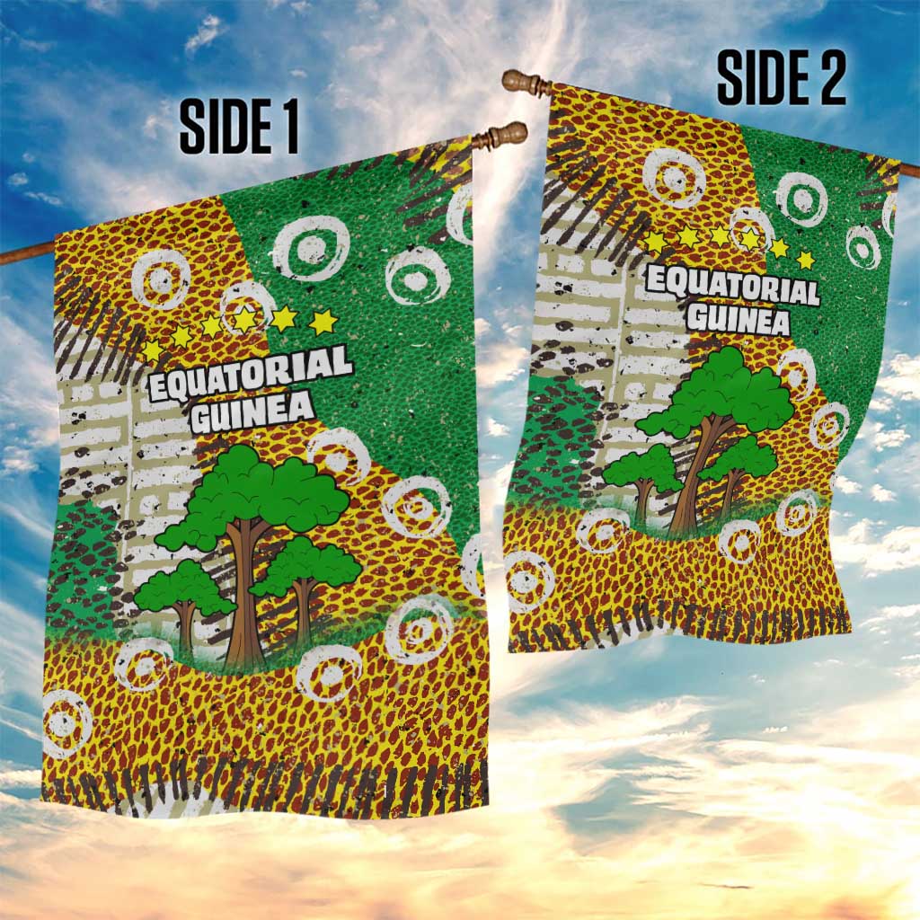 Equatorial Guinea Baobab Tree Garden Flag - Tribal Patterns and Heritage Quote TS04