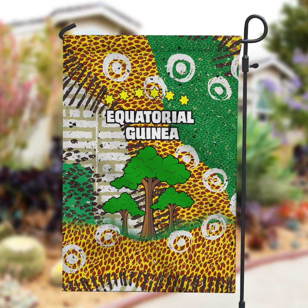 Equatorial Guinea Baobab Tree Garden Flag - Tribal Patterns and Heritage Quote TS04