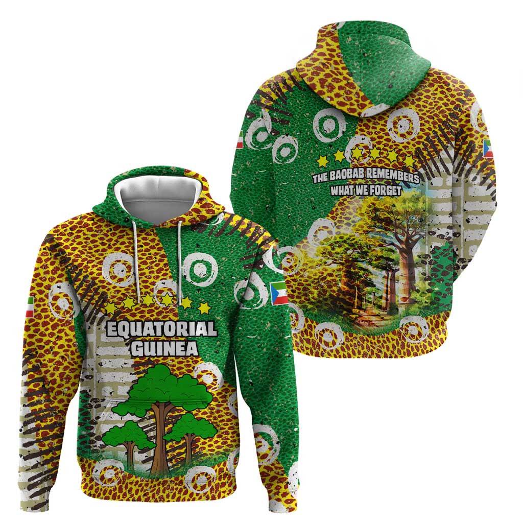 Equatorial Guinea Baobab Tree Hoodie with Tribal Patterns and Heritage Quote TS04