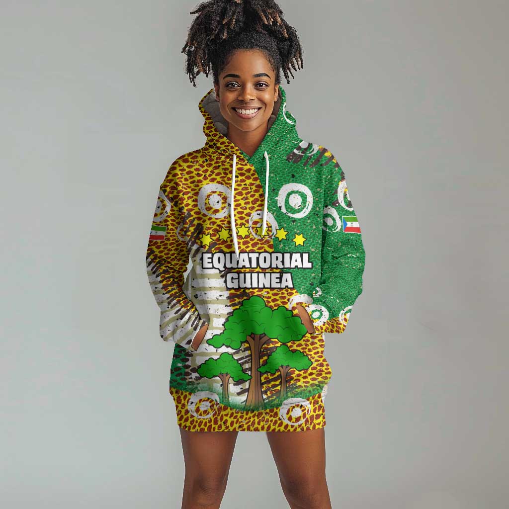 Equatorial Guinea Baobab Tree Hoodie Dress - Tribal Patterns and Heritage Quote TS04