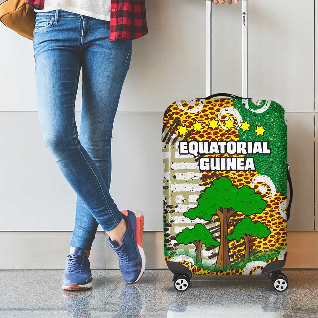 Equatorial Guinea Baobab Tree Luggage Cover with Tribal Patterns and Heritage Quote TS04