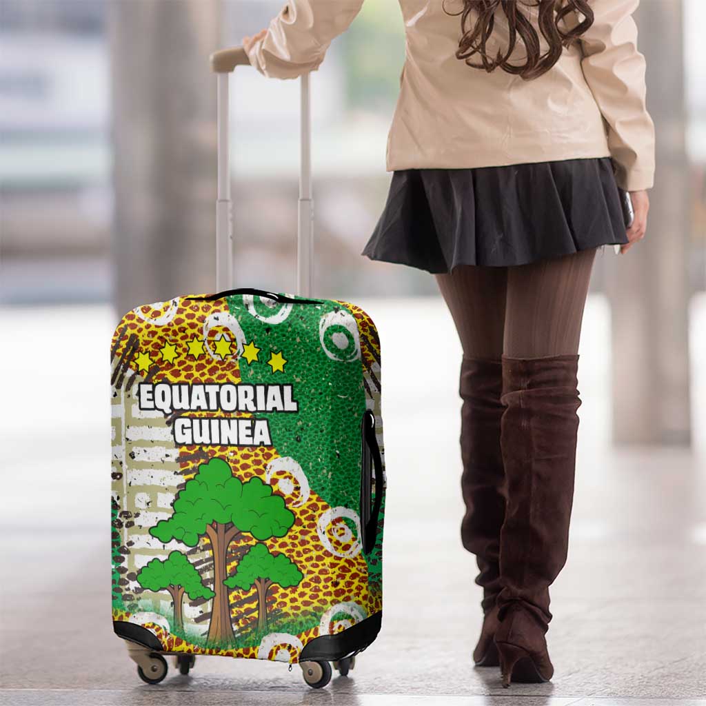 Equatorial Guinea Baobab Tree Luggage Cover with Tribal Patterns and Heritage Quote TS04