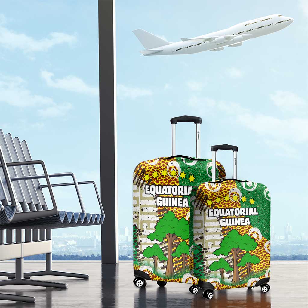 Equatorial Guinea Baobab Tree Luggage Cover with Tribal Patterns and Heritage Quote TS04