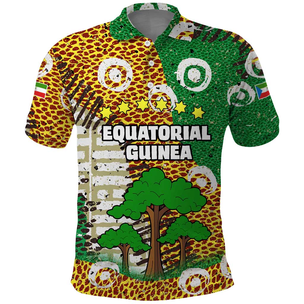 Equatorial Guinea Baobab Tree Polo Shirt with Tribal Patterns and Heritage Quote TS04