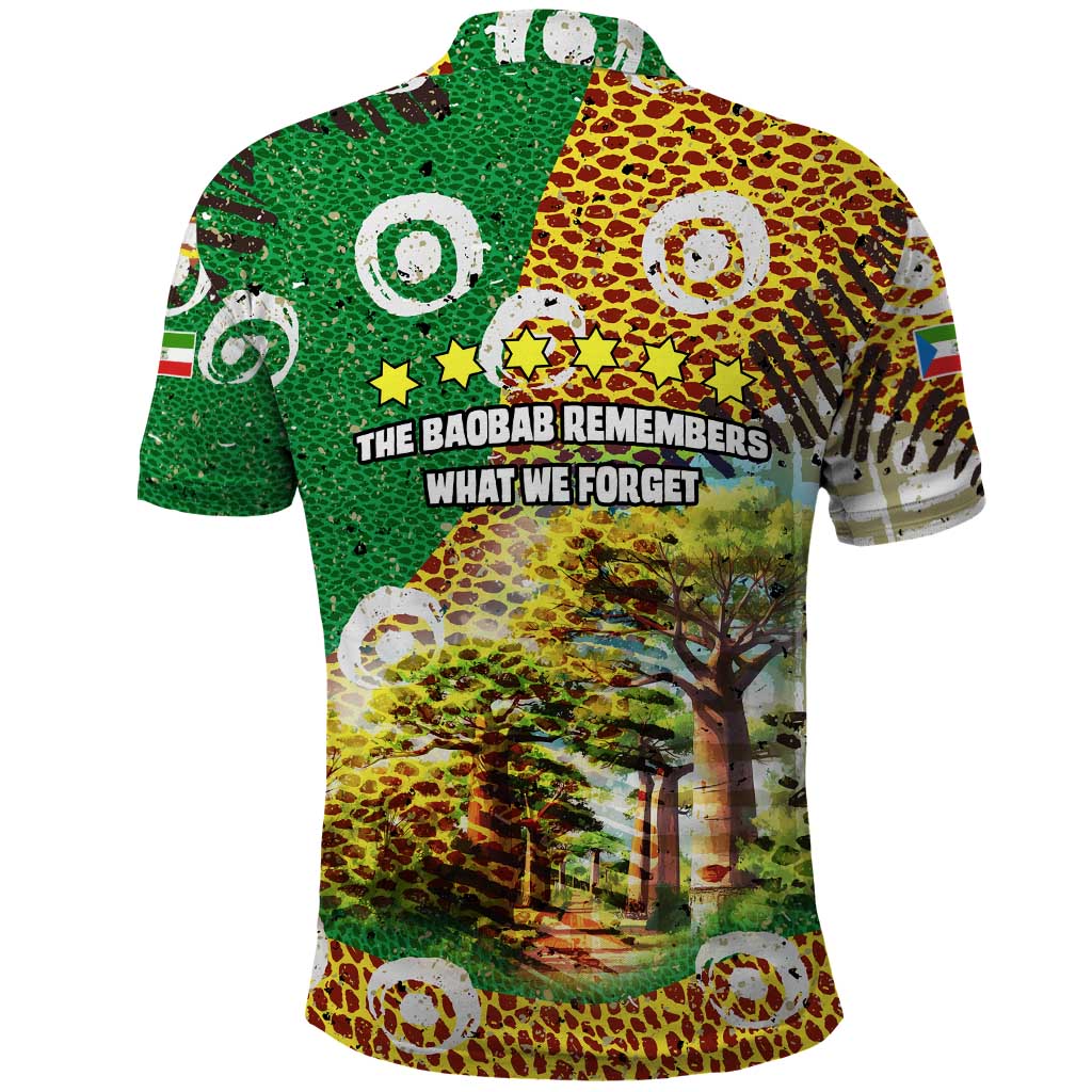 Equatorial Guinea Baobab Tree Polo Shirt with Tribal Patterns and Heritage Quote TS04