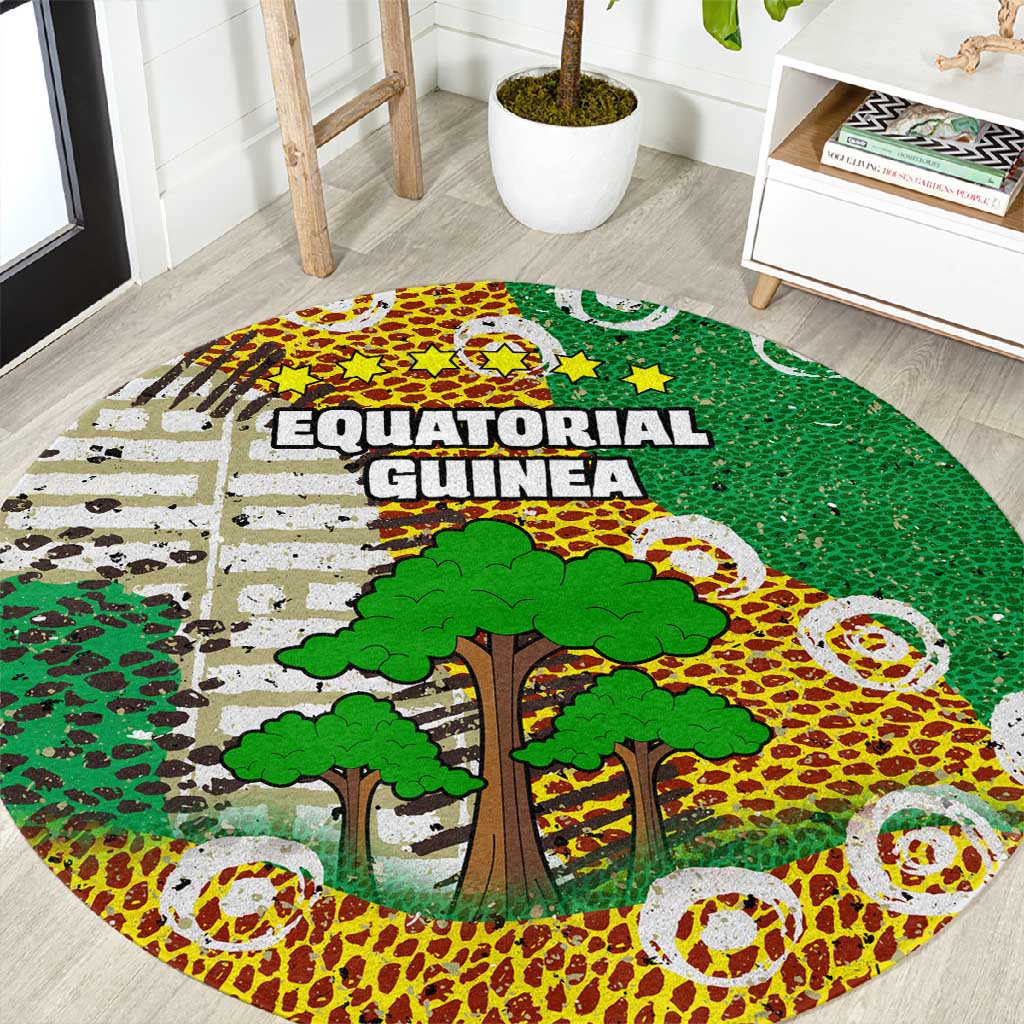 Equatorial Guinea Baobab Tree Round Carpet - Tribal Patterns and Heritage Quote TS04
