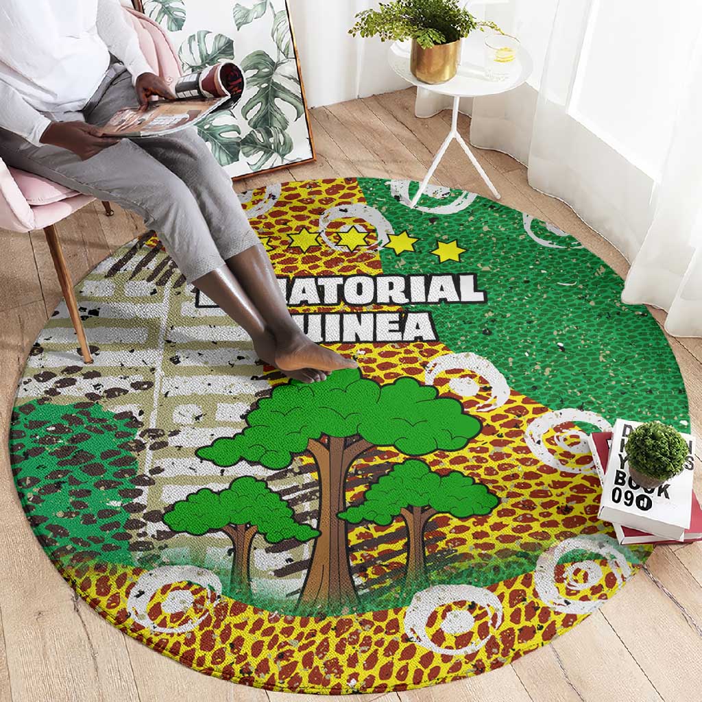 Equatorial Guinea Baobab Tree Round Carpet - Tribal Patterns and Heritage Quote TS04
