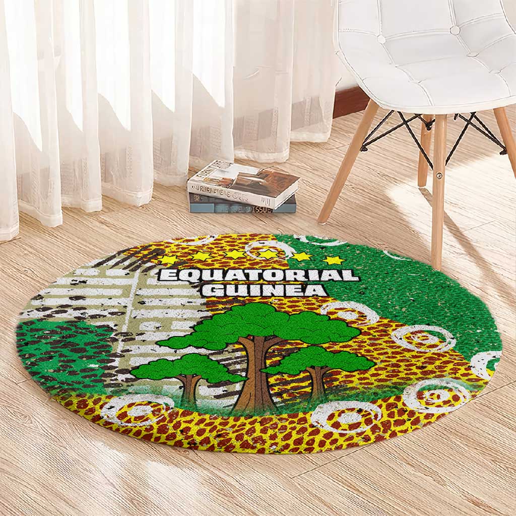 Equatorial Guinea Baobab Tree Round Carpet - Tribal Patterns and Heritage Quote TS04